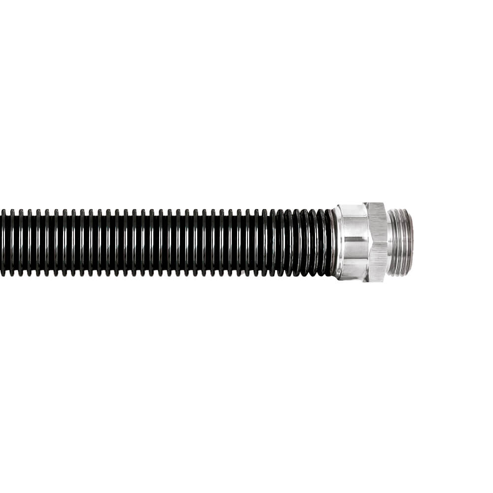 Caño Corru Metálico Flexible 1/2" Pulg. c/ PVC Negro - Elecon