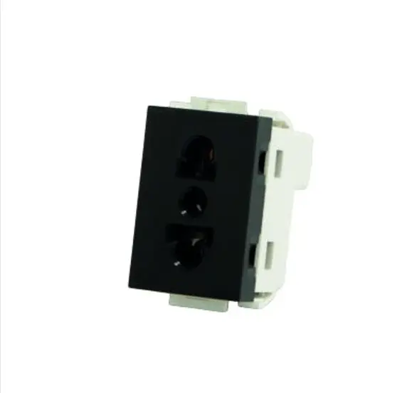 Toma Euroamericana con Tierra 24mm Negro - C19908-1 Elektron