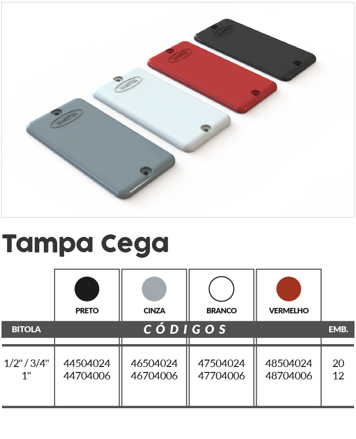 Tapa Ciega Gris 1/2 - 3/4 pulg. - 46504024 Master Plásticos