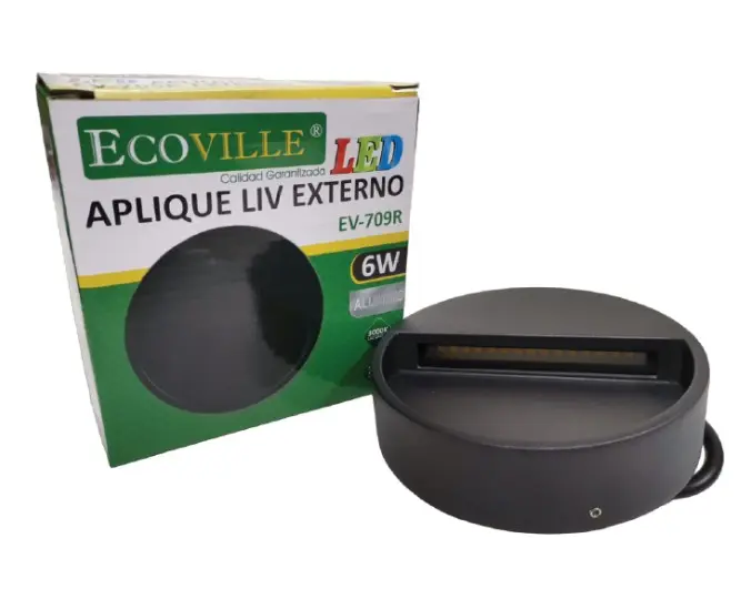Aplique Exterior Adosar Redondo Led 6w 3000k - EV-709R Ecoville