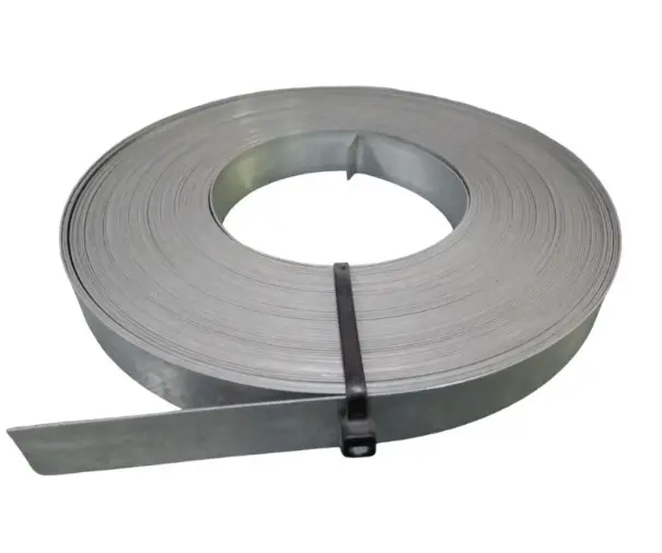 Cinta zunch. Acero 1/2 pulg rollo 25m x 0,6mm s/ perforación