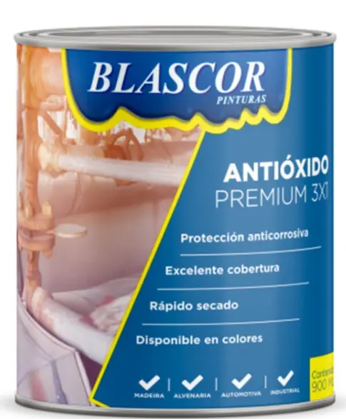 Pintura Antióxido Premium 3x1 850cc Negro - Blascor
