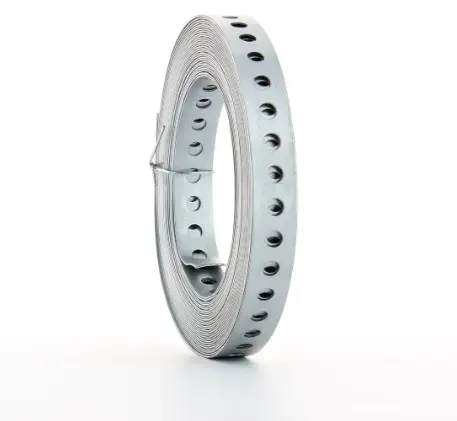 Cinta zunch. Acero 20mm rollo 25m x 0,5mm perforada