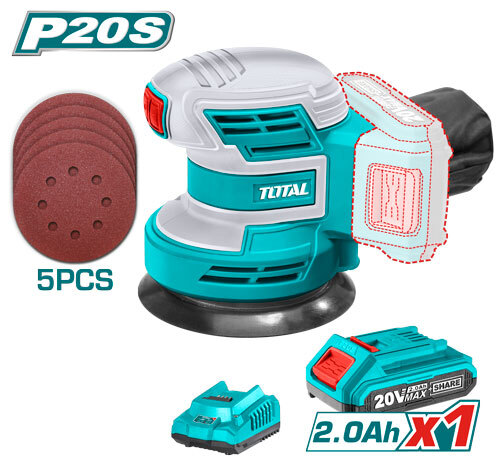 LIJADORA ROTORBITAL A BATERIA 20V 125MM - BAT/CAR - TROSLI20021- TOTAL