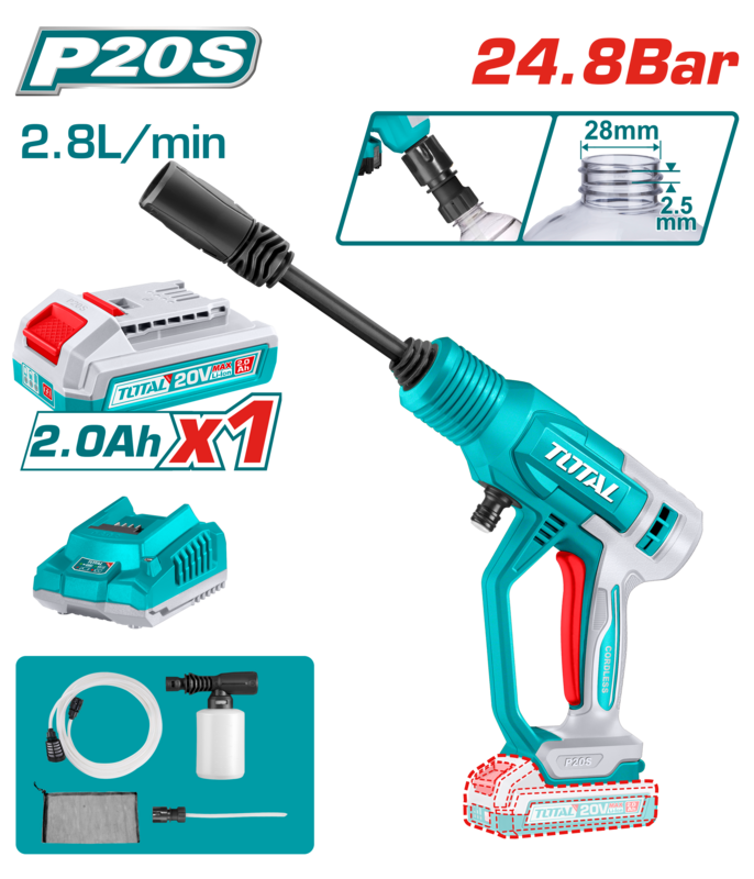 HIDROLAVADORA A BATERIAS 20V 2.8L/MIN - BAT/CAR - TPWLI20362 - TOTAL
