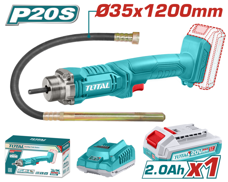 VIBRADOR DE CONCRETO A BATERIA 20V - BAT/CAR - TCVLI2023011 - TOTAL
