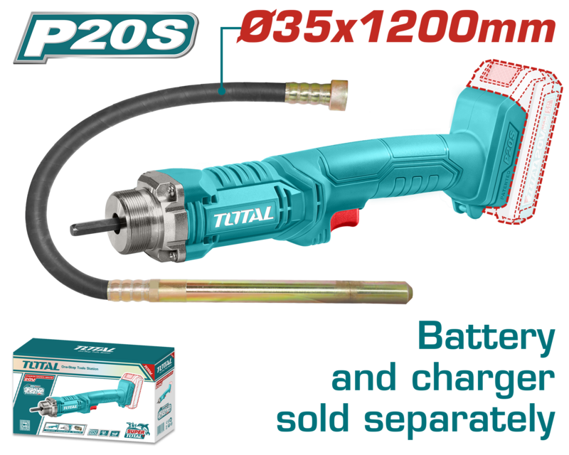 VIBRADOR DE CONCRETO A BATERIA 20V - SIN BAT - TCVLI202301 - TOTAL