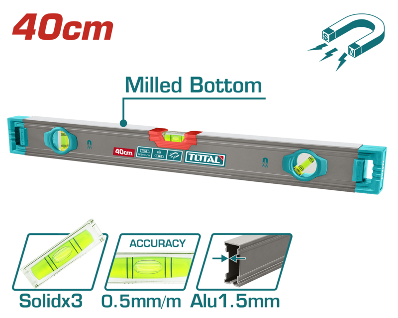NIVEL DE BURBUJA 40CM CON IMANES - TOTAL