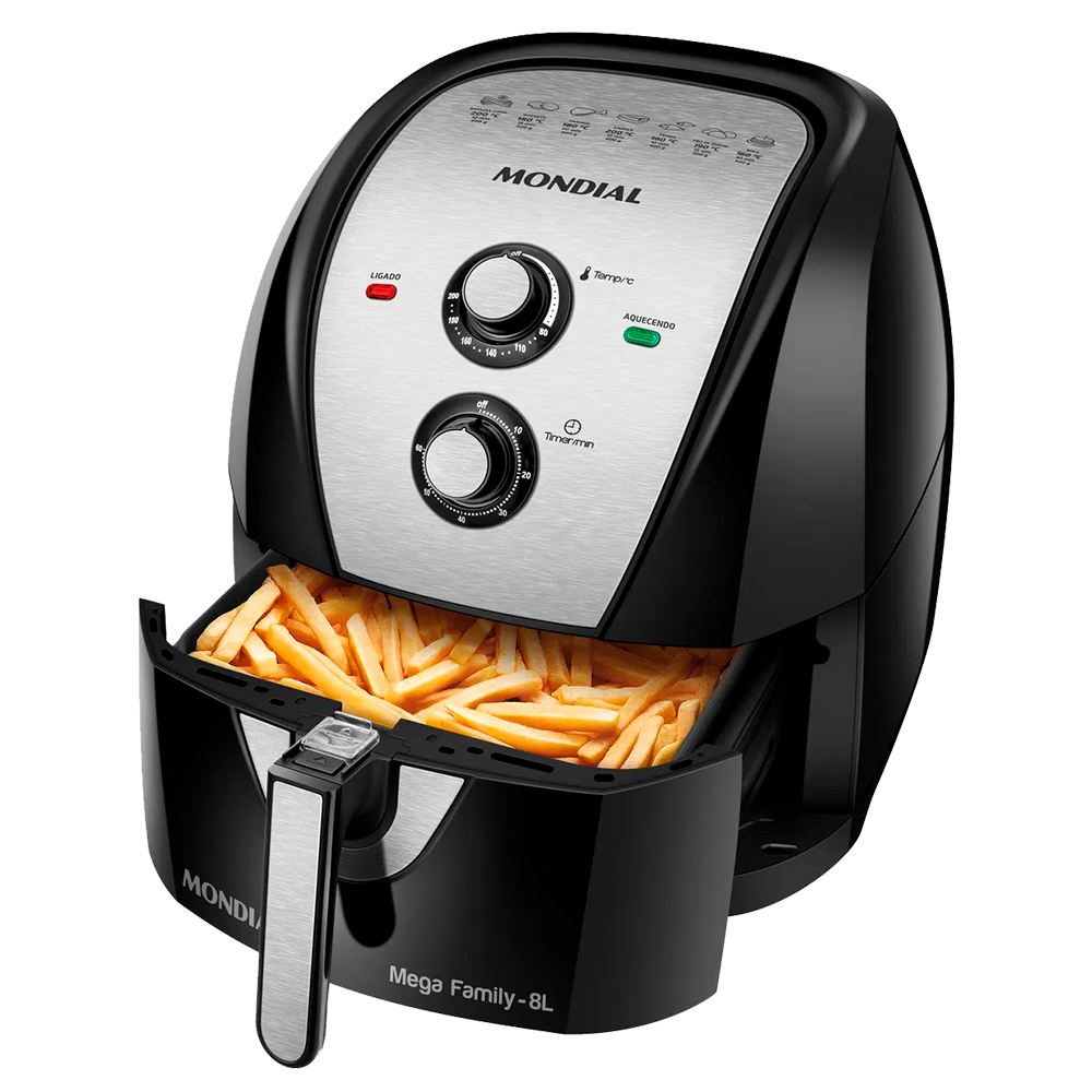 AIR FRYER  MEGA FAMILY  8L 
BLACK / INOX 
 AFN80BI  MONDIAL