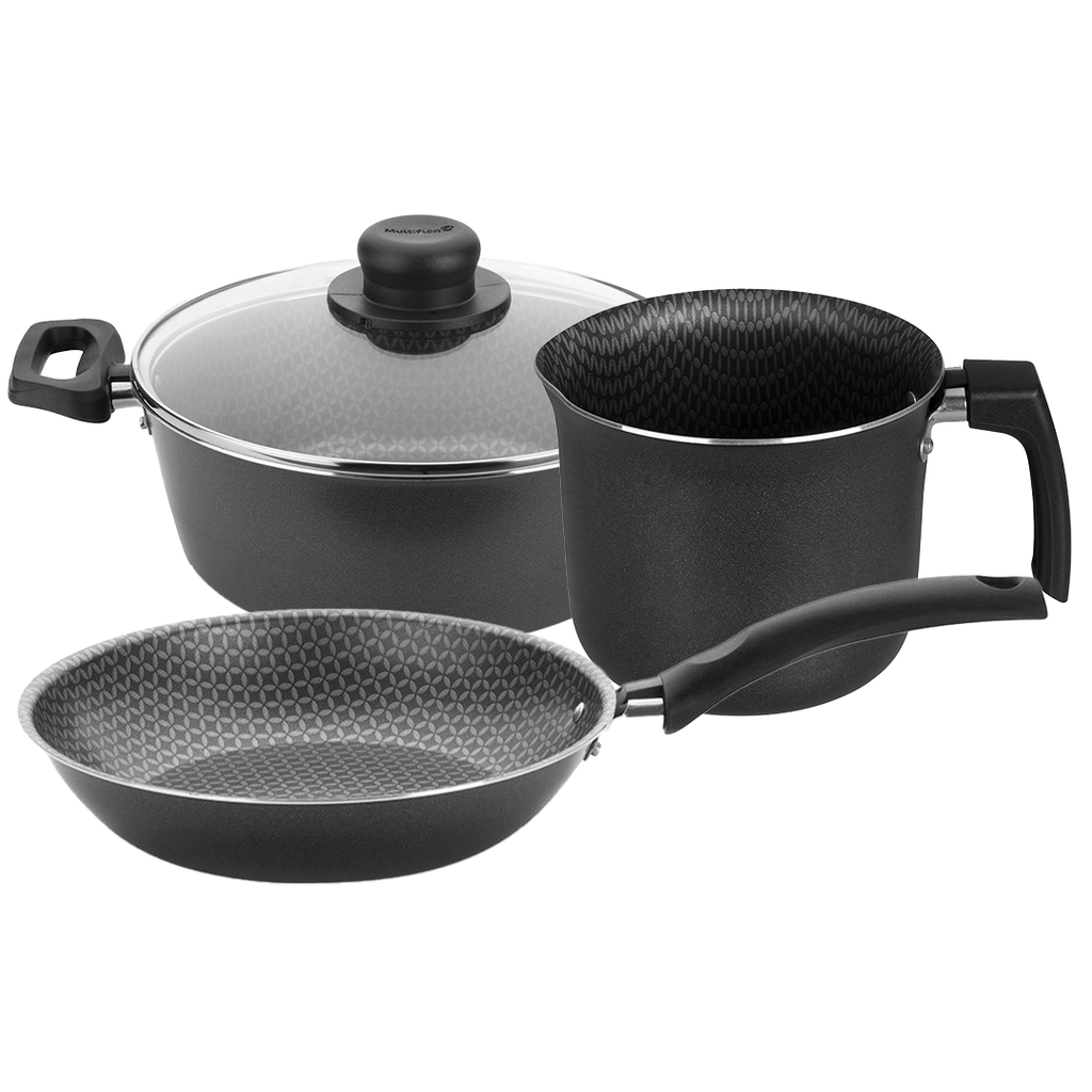 SET DE COOCION 3 PIEZAS  ESSENCIAL 
CACEROLA 24/ HERVIDOR 12/ SARTEN 24 40059V2  MULTIFLON