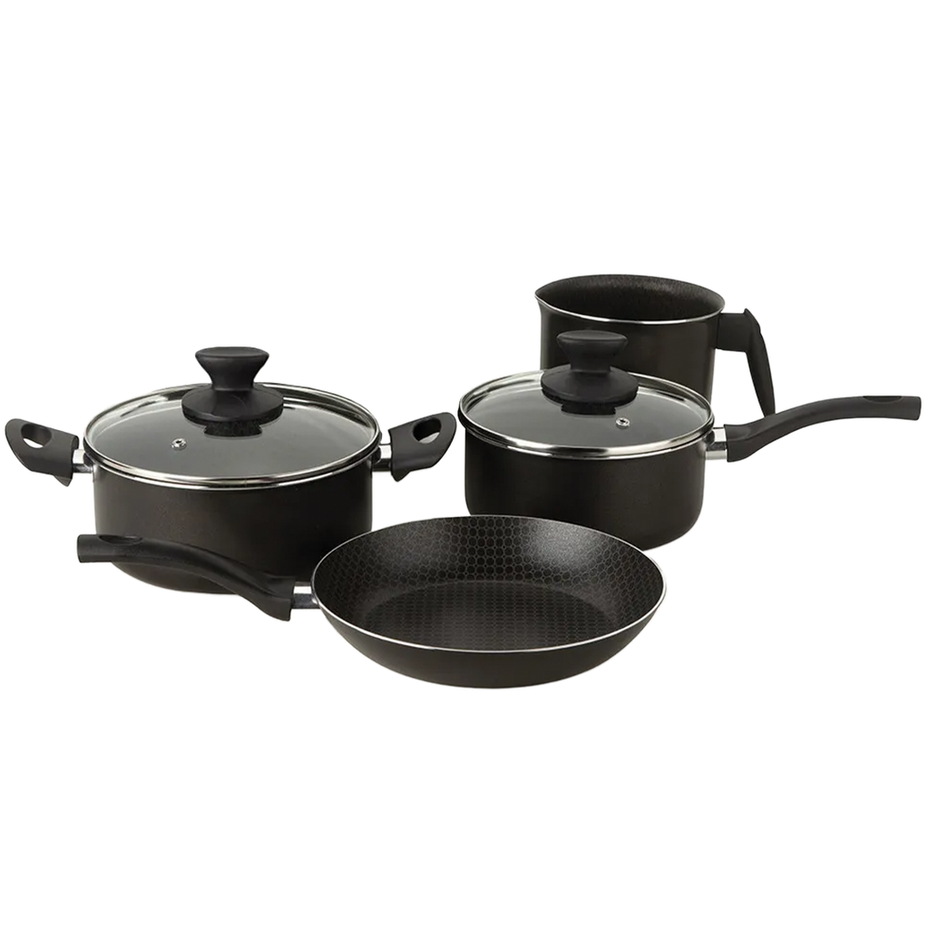 SET DE COOCION 4 PIEZAS  GOURMET 
SARTEN 24/ HERVIDOR 12/ OLLA 18/ CACEROLA 22 40049  MULTIFLON