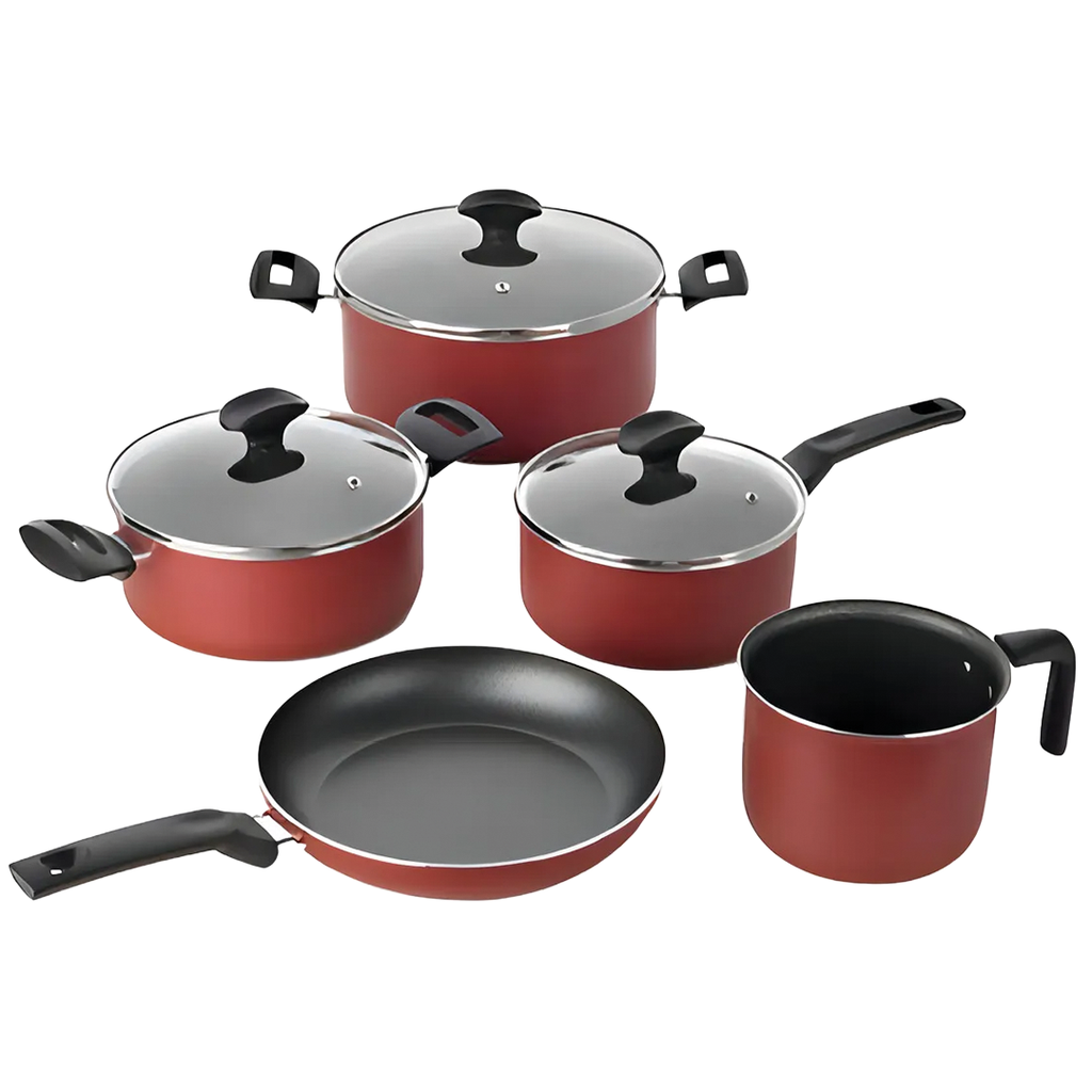 SET DE COCCION 5 PIEZAS  AMORA 
CACEROLA 20/ CACEROLA 24/ OLLA 18/ SARTEN 24/ HERVIDOR 14 40062  MULTIFLON