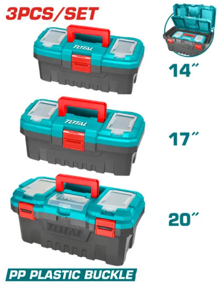JUEGO DE CAJAS DE HERRAMIENTAS PLÁSTICAS 356+436+508MM (3 PZS) - TOTAL