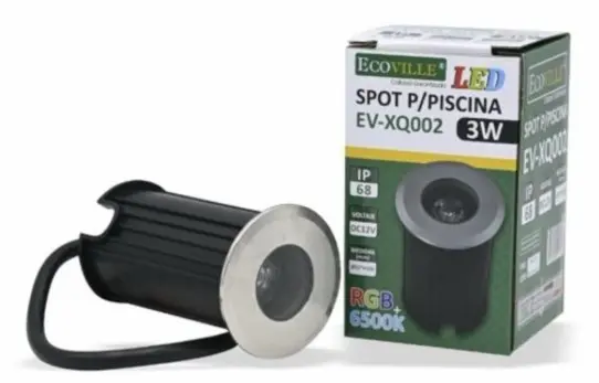 Spot Led Embutir para Piscina 3W RGB + 6500K IP68 - EV-XQ002 Ecoville