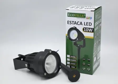 Estaca Led Cob 10W 3000K Negro - Ecoville