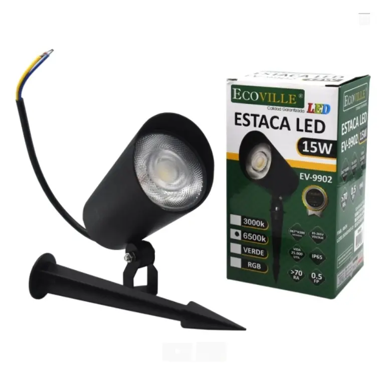 Estaca Led Cob 15W Verde Negro - Ecoville
