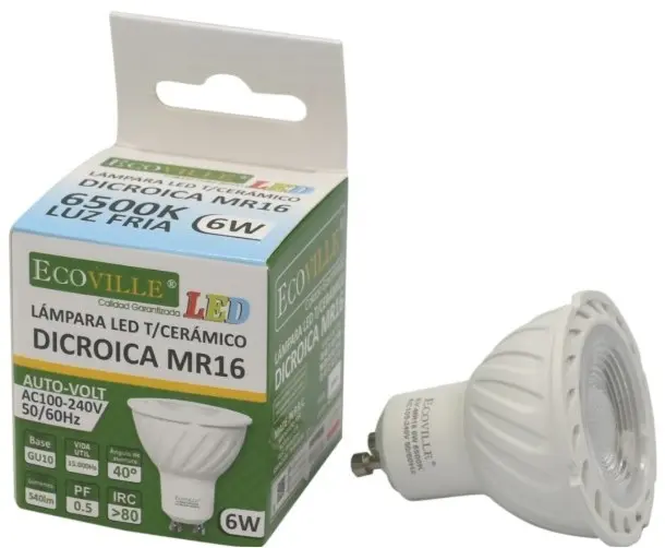 Lamp Dicroica Led Cer GU10 6W 6500K - Ecoville