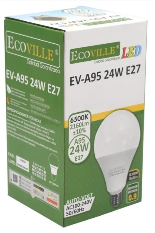 Lampara Led 24W A95 3000K 0.9FP E27 - Ecoville