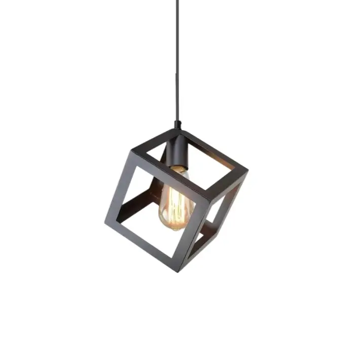 Colgante de Chapa Cubo Negro 1xE27