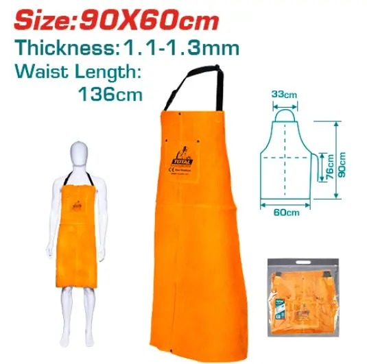 DELANTAL DE CUERO PARA SOLDAR 90X60CM (INSULACIÓN AL CALOR) - TOTAL