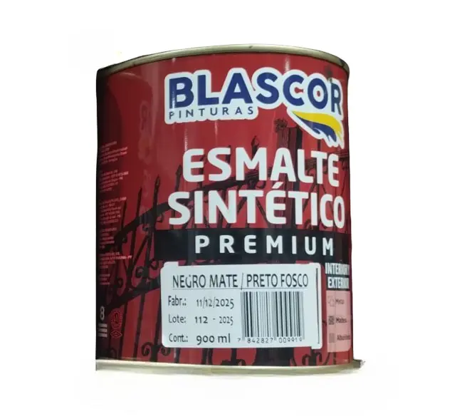 Pintura Esmalte Sintético Color Negro Mate 900ml - Blascor