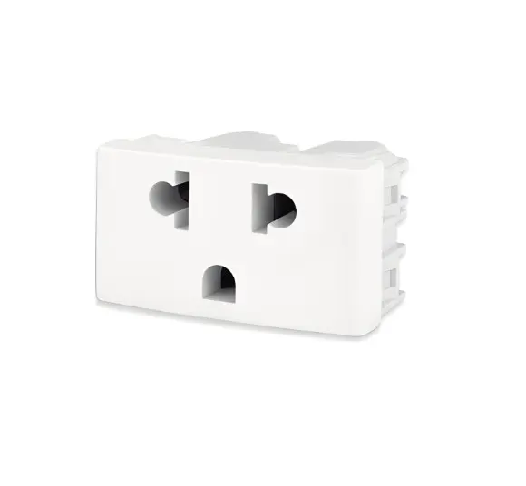 Tomacorriente 1M Euroamericano + Tierra Blanco - Kalop