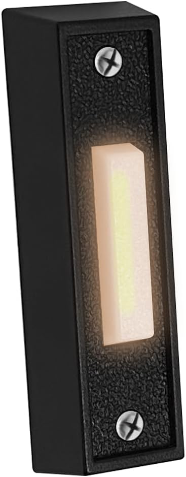 Botón interruptor con luz LED para timbre de puerta, botón de presión montado en pared para timbre (NEGRO)