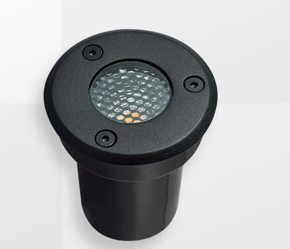 Spot Embutido en Piso LED PIX 5W 3000K 30° 600LM Borde Negro AD Bivolt IP67 Ø80x77MM