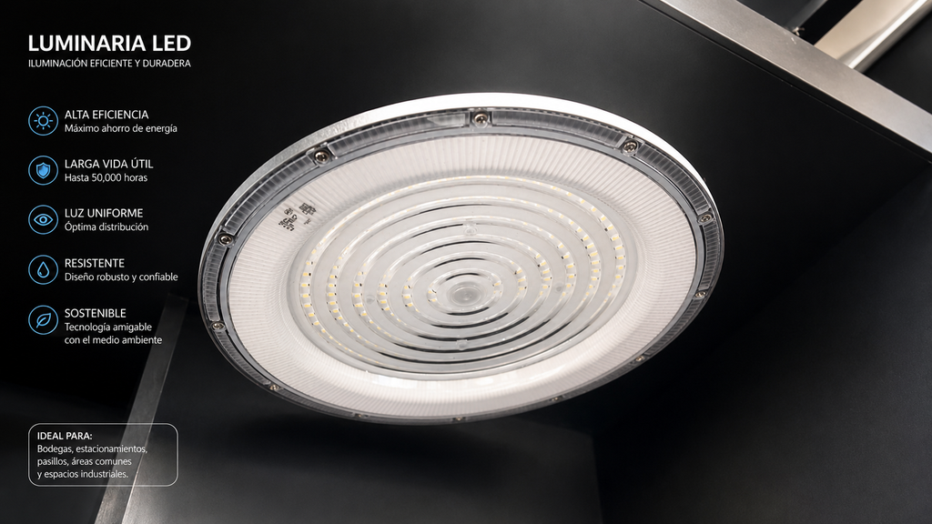 Luminaria Colgante LED Pantalla UFO 200W 6500K Bivolt IP65 Slim - MG Lux