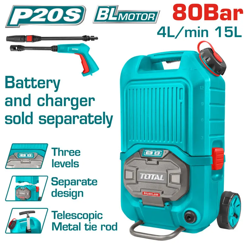 Hidrolavadora a Batería 20V+20V 80bar 4L/min - Sin Bat - TPWLI4006 - TOTAL
