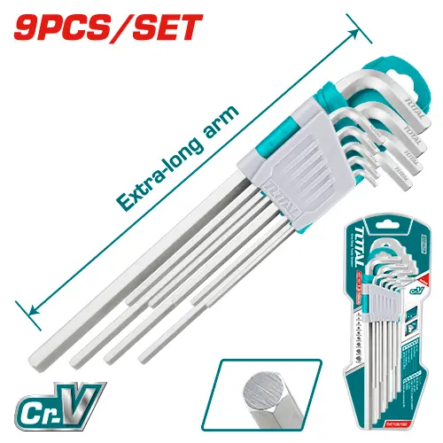 Juego de Llaves Allen 1.5mm-10mm Extra Largos (9 Pzs) - CRV - TOTAL