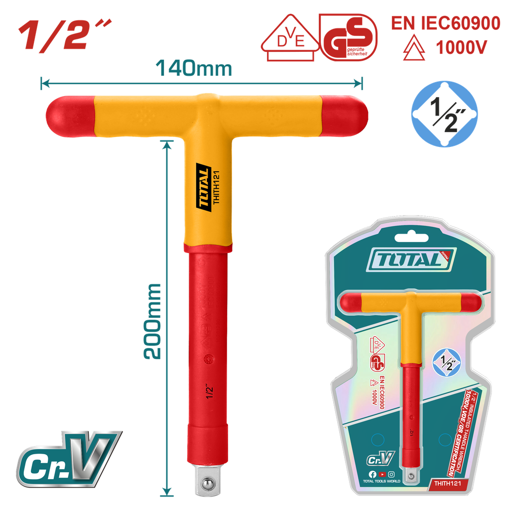 Llave en T Encastre Cuadrado 1/2Pulg Aislada 1000V  - TOTAL