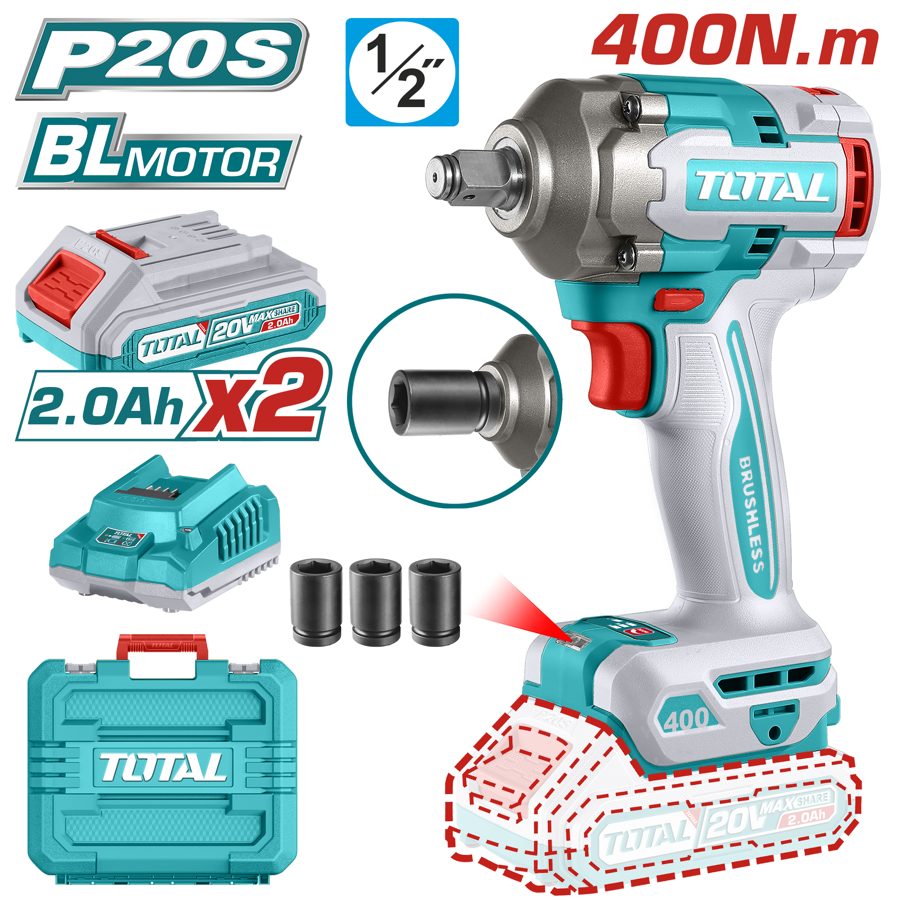 Llave de Impacto a Batería 20V 400NM Bl - 2BAT/CAR - TIWLI2040 - Total