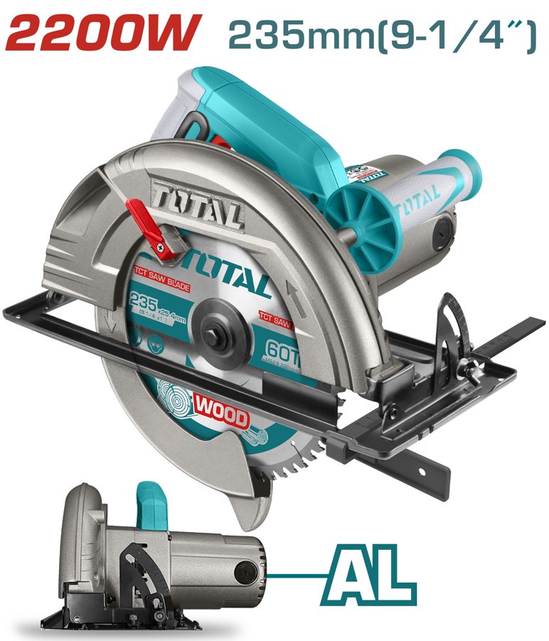 Sierra Circular 2200W 235MM (carcasa Motor de Alum.) - TS1222356 - Total