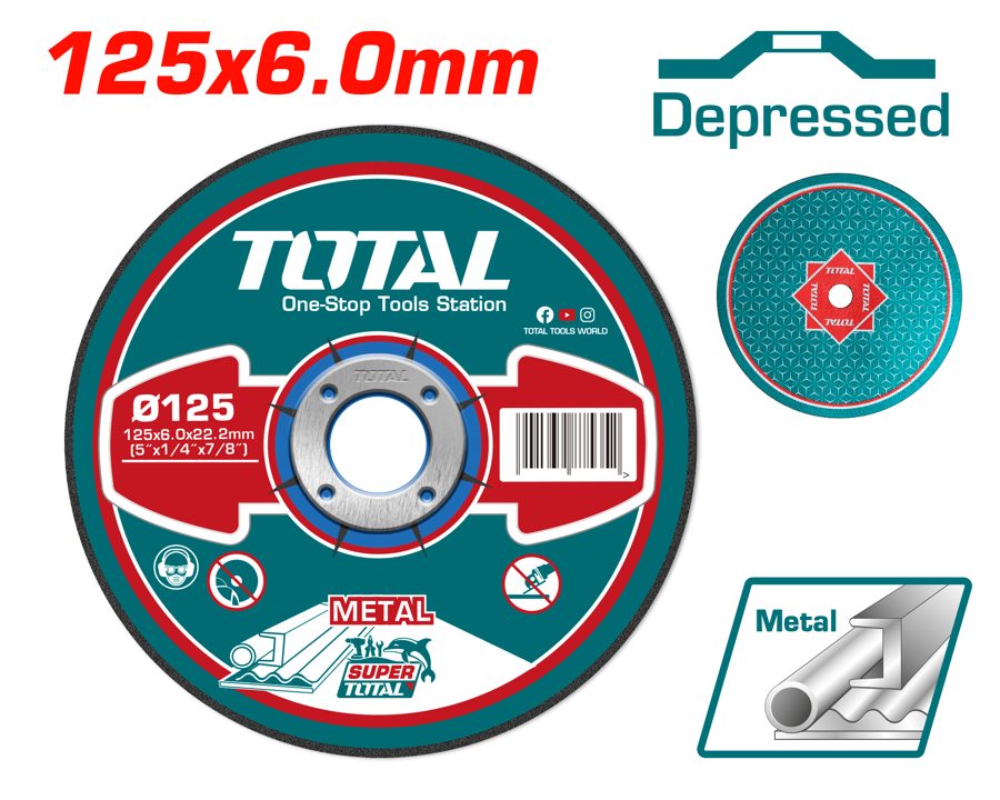 Disco de Desbaste Metal Centro Deprimido 125X6.0 - Total