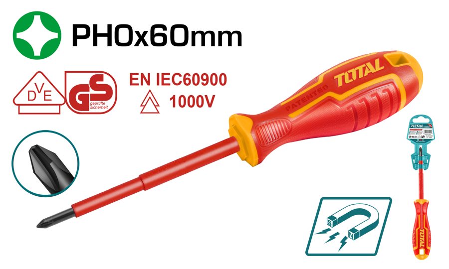 Destornillador Phillips Aislado 1000V PH0X60MM - Total