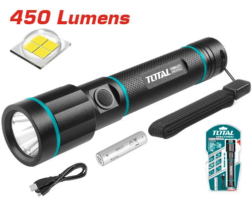 Linterna de Bolsillo a Pilas Luminosidad Ajustable 450LM - Total