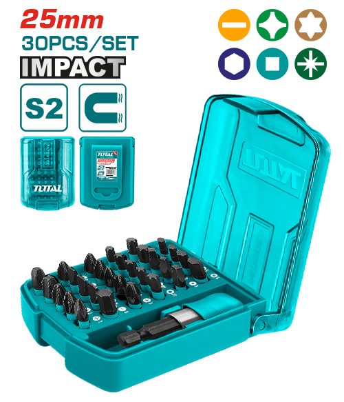 Puntas Bit de Atornillador de Impacto de 25MM (30 Pzs) - Total
