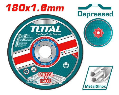 Disco de Corte Metal Centro Deprimido 180X1.6MM (1 Pz) - Total