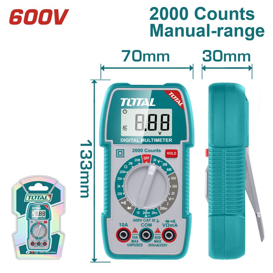 Multimetro Digital 600V (2000 Cuentas) - Total