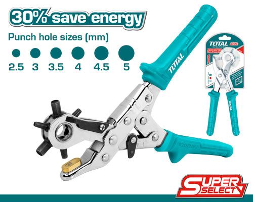 Perforadora de Agujeros de Cuero (pinza Sacabocados) 2.5-5.0MM - Total