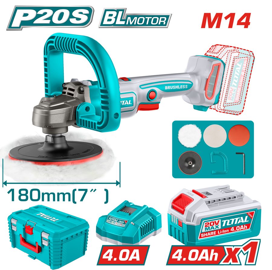 Pulidora a Bateria 20V 180MM Bl - Bat/car - TAPLI20188 - Total