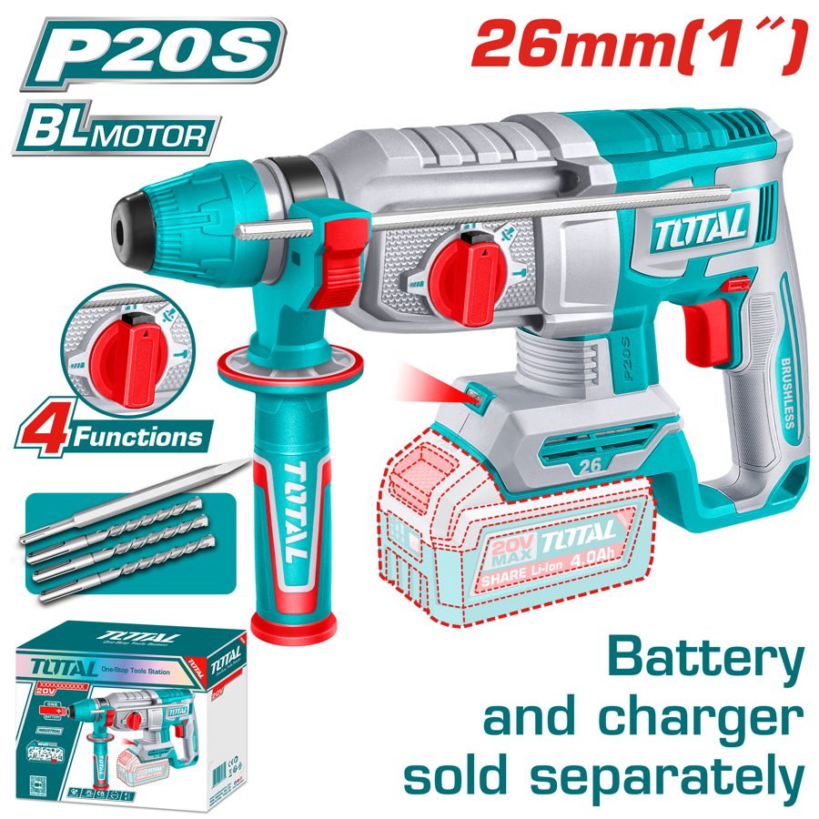 Rotomartillo a Bateria 20V 26MM Bl - sin Bat - TRHLI26208 - Total