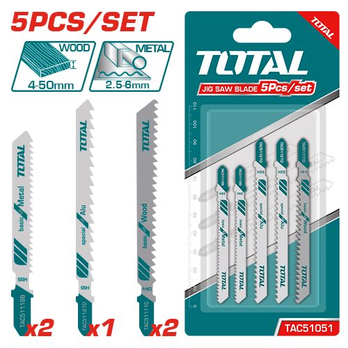 Hoja de Sierra de Calar (tico Tico) para Madera-metal-aluminio (5 Pzs) - Total