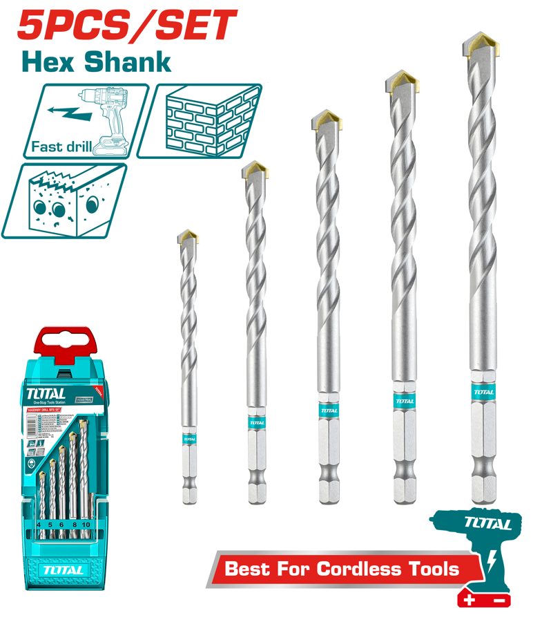Juego de Mechas para Concreto Encastre Hex (5 Pzs) - Total