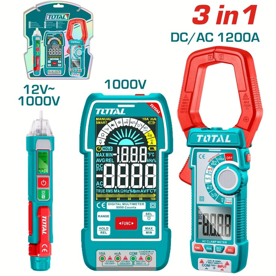 Kit de Multimetro, Amperimetro Ac/dc y Buscapolos (3 Pzs) (promo) - Total