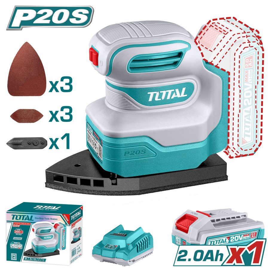 Lijadora Orbital de Palma a Bateria 20V - Bat/car - TPSLI20141 - Total