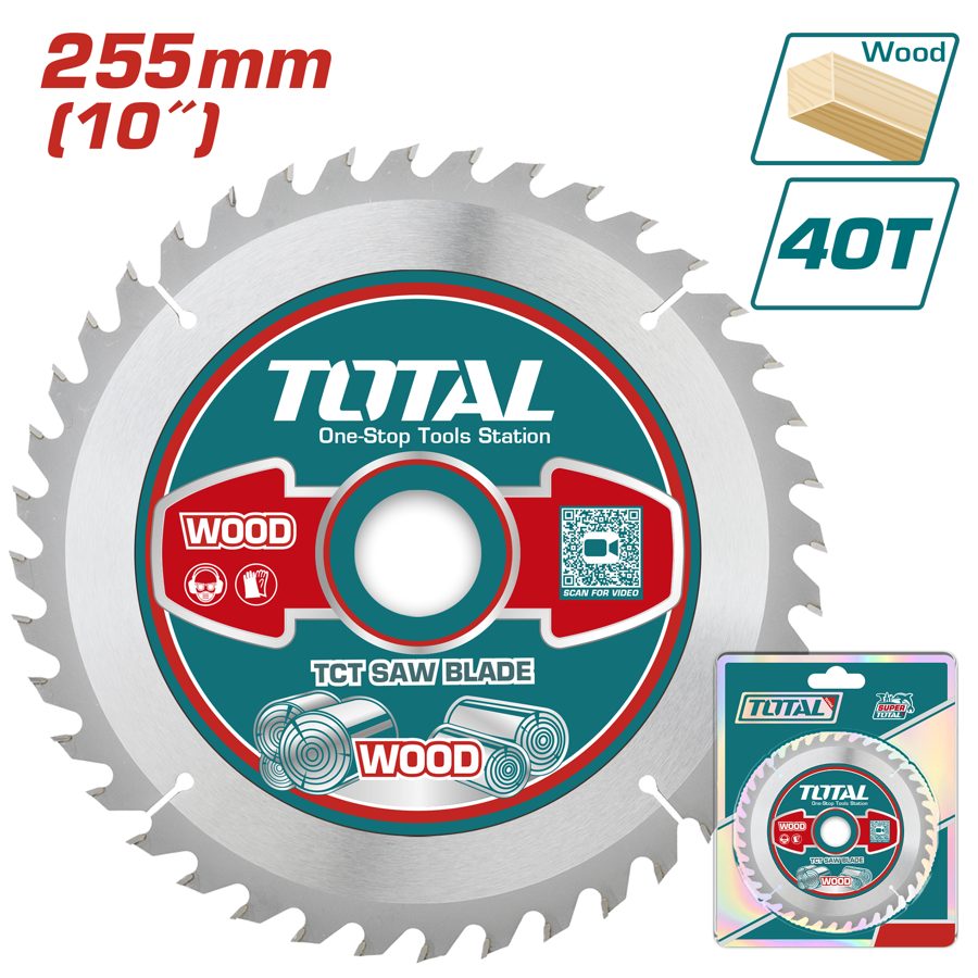 Disco (hoja) de Sierra Tct 255MM 40T (corte Madera) - Total