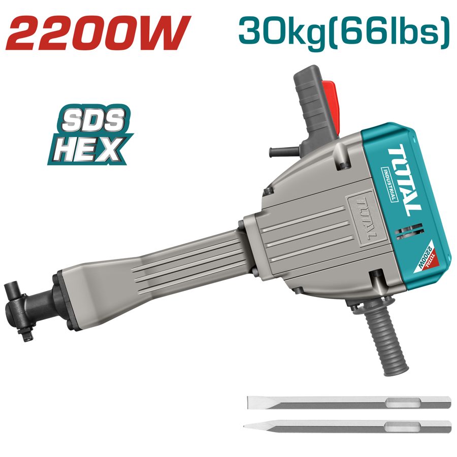 Martillo Demoledor 2200W 30KG (cincel Sds Hex 28MM) - TH220502 - Total