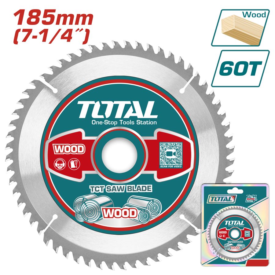 Disco (hoja) de Sierra Tct 185MM 60T (corte Madera) - Total